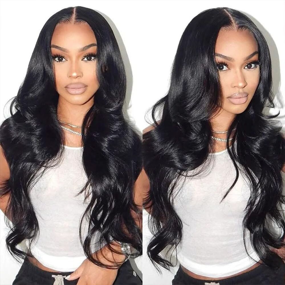 NEW 12" Body Wave Human Hair Lace Front Glueless Wig Pre-Plucked, Black